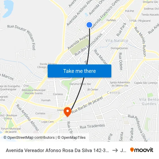 Avenida Vereador Afonso Rosa Da Silva 142-308 Jacareí - SP 12328-460 República Federativa Do Brasil to Jacareí map