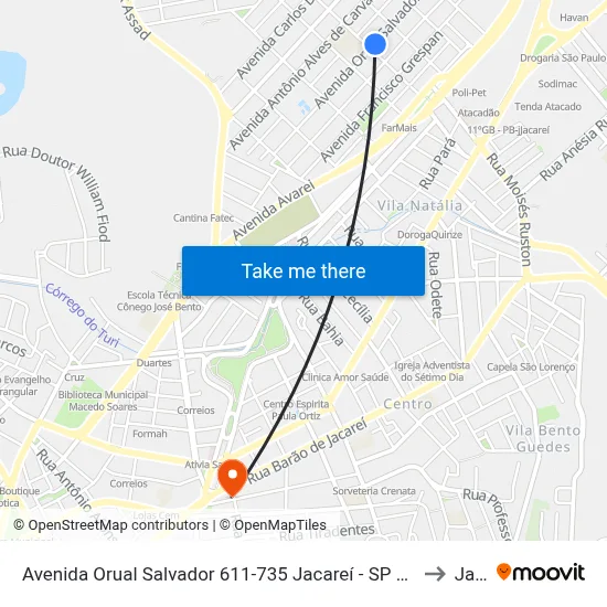 Avenida Orual Salvador 611-735 Jacareí - SP 12328-470 República Federativa Do Brasil to Jacareí map