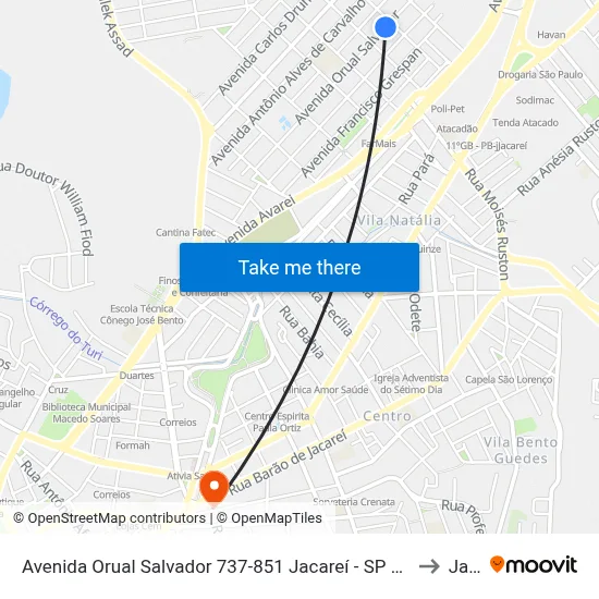 Avenida Orual Salvador 737-851 Jacareí - SP 12328-470 República Federativa Do Brasil to Jacareí map