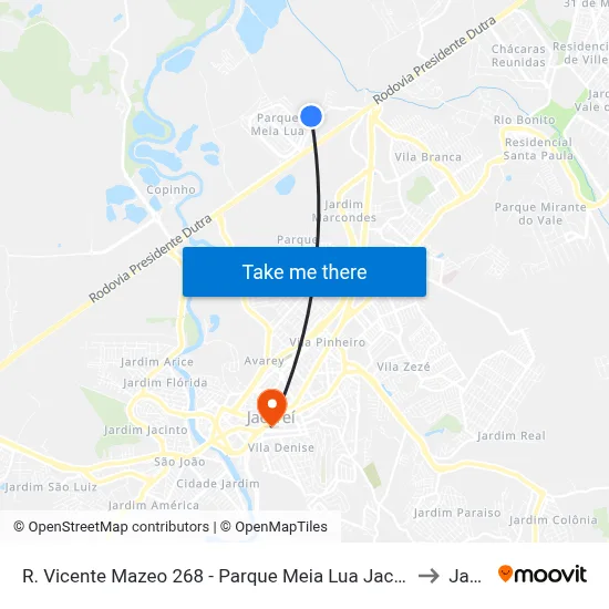 R. Vicente Mazeo 268 - Parque Meia Lua Jacareí - SP 12335-340 Brasil to Jacareí map