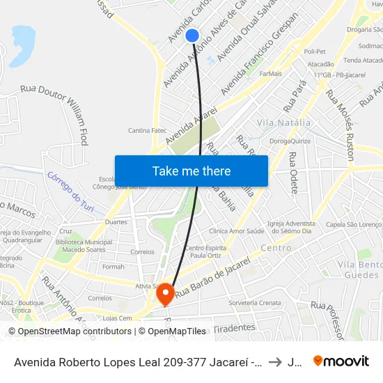 Avenida Roberto Lopes Leal 209-377 Jacareí - SP 12328-140 República Federativa Do Brasil to Jacareí map