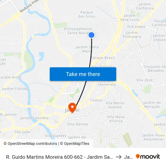 R. Guido Martins Moreira 600-662 - Jardim Santa Maria Jacareí - SP 12328-340 Brasil to Jacareí map