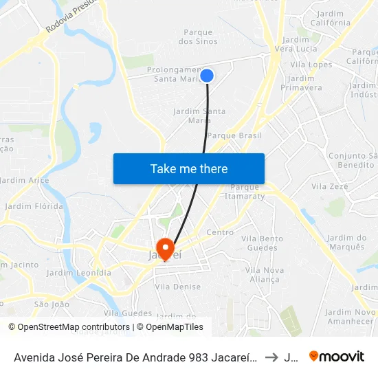 Avenida José Pereira De Andrade 983 Jacareí - SP 12328-290 República Federativa Do Brasil to Jacareí map