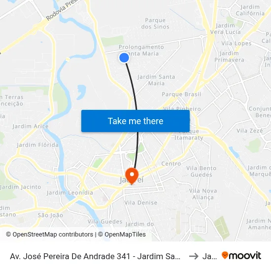 Av. José Pereira De Andrade 341 - Jardim Santa Maria Jacareí - SP 12328-290 Brasil to Jacareí map