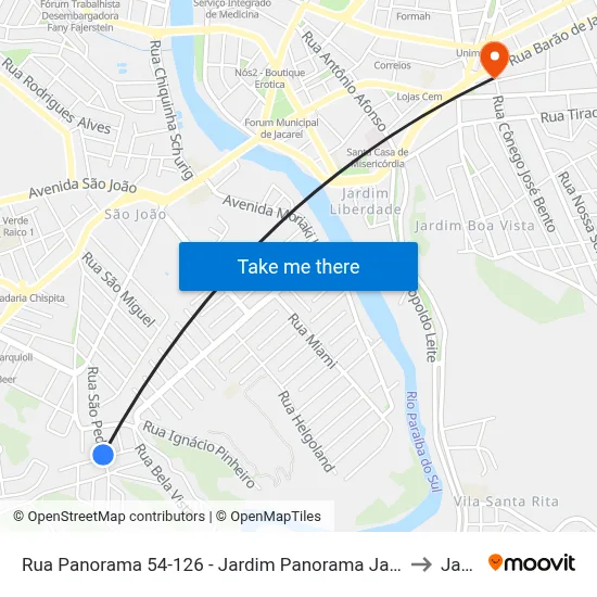 Rua Panorama 54-126 - Jardim Panorama Jacareí - SP 12323-180 Brasil to Jacareí map