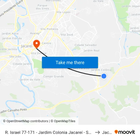 R. Israel 77-171 - Jardim Colonia Jacareí - SP 12315-210 Brasil to Jacareí map