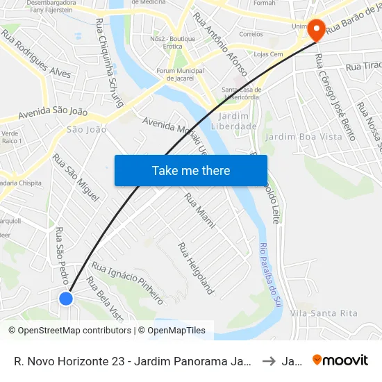 R. Novo Horizonte 23 - Jardim Panorama Jacareí - SP 12323-140 Brasil to Jacareí map