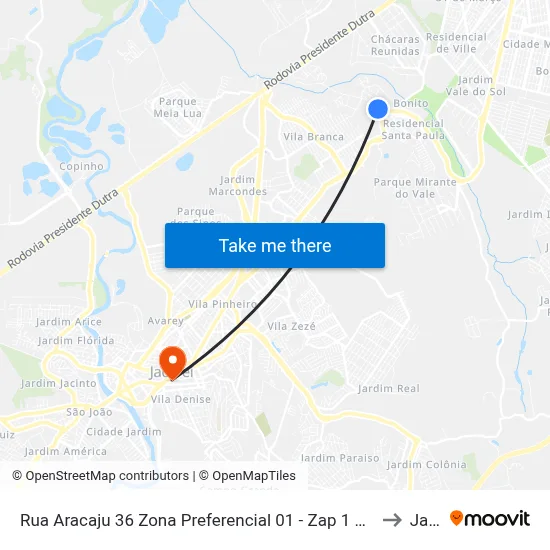 Rua Aracaju 36 Zona Preferencial 01 - Zap 1 Jacareí - São Paulo 12302-003 Brasil to Jacareí map