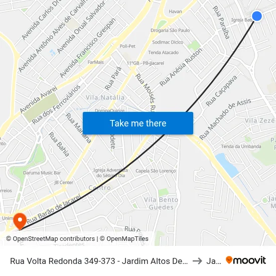 Rua Volta Redonda 349-373 - Jardim Altos De Santana I Jacareí - SP 12306-732 Brasil to Jacareí map