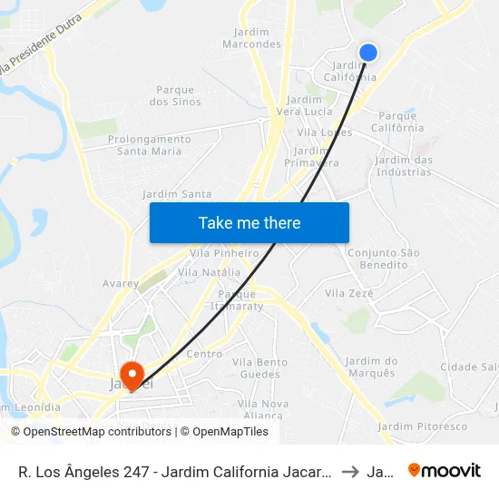 R. Los Ângeles 247 - Jardim California Jacareí - SP 12305-800 Brasil to Jacareí map