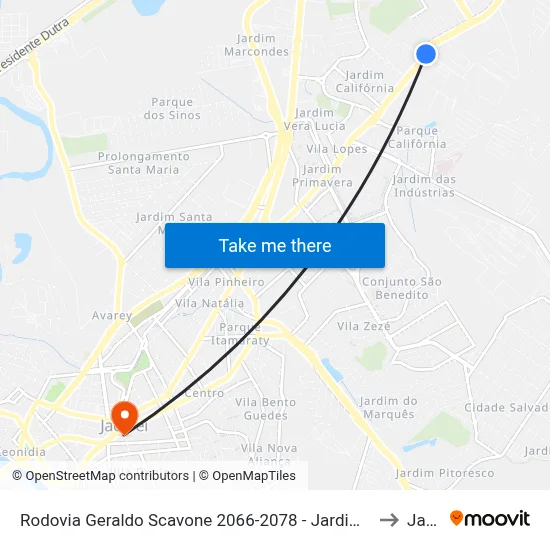 Rodovia Geraldo Scavone 2066-2078 - Jardim Califórnia Jacareí - SP Brasil to Jacareí map