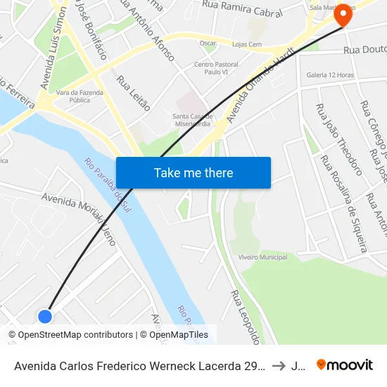 Avenida Carlos Frederico Werneck Lacerda 290 - Cidade Jardim Jacareí - SP 12320-410 Brasil to Jacareí map