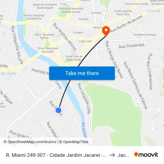 R. Miami 249-307 - Cidade Jardim Jacareí - SP Brasil to Jacareí map