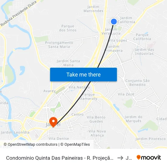 Condomínio Quinta Das Paineiras - R. Projeção São Diego 468 - Jd California Jacareí - SP Brasil to Jacareí map