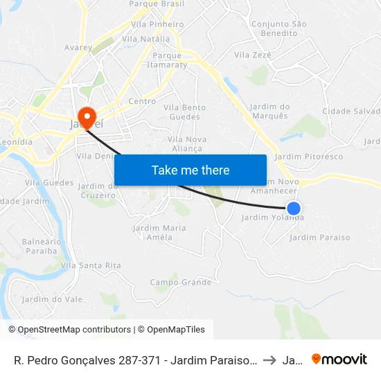 R. Pedro Gonçalves 287-371 - Jardim Paraiso Jacareí - SP 12316-220 Brasil to Jacareí map