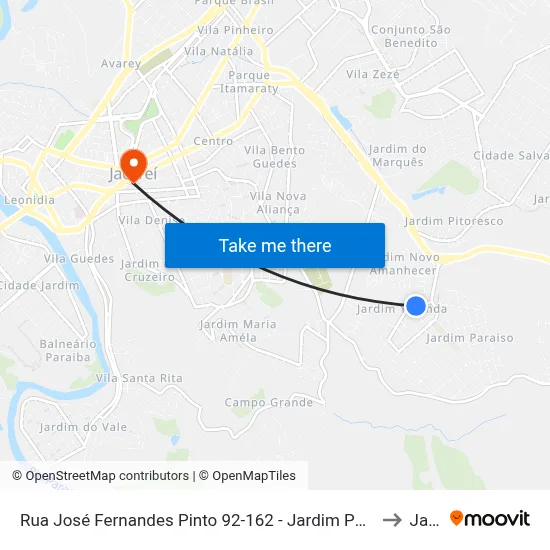 Rua José Fernandes Pinto 92-162 - Jardim Paraíso Jacareí - SP 12316-200 Brasil to Jacareí map