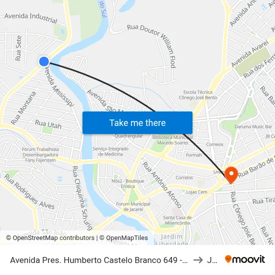 Avenida Pres. Humberto Castelo Branco 649 - Conj. Hab. Marinho Jacareí - SP 12321-150 Brasil to Jacareí map