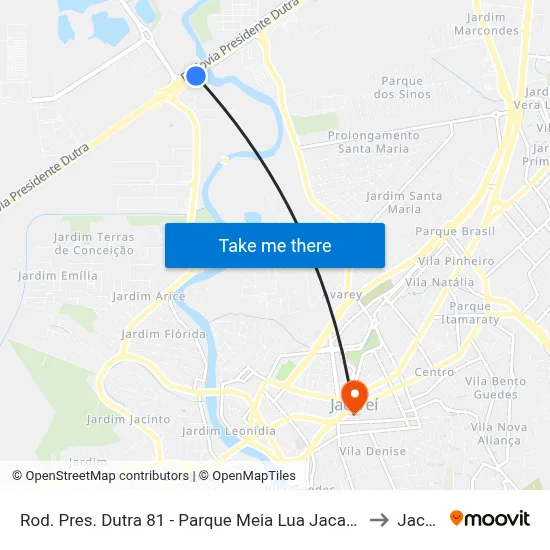 Rod. Pres. Dutra 81 - Parque Meia Lua Jacareí - SP Brasil to Jacareí map