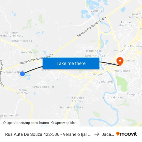 Rua Auta De Souza 422-536 - Veraneio Ijal SP Brasil to Jacareí map