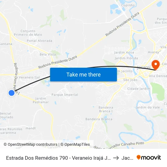 Estrada Dos Remédios 790 - Veraneio Irajá Jacareí - SP Brasil to Jacareí map