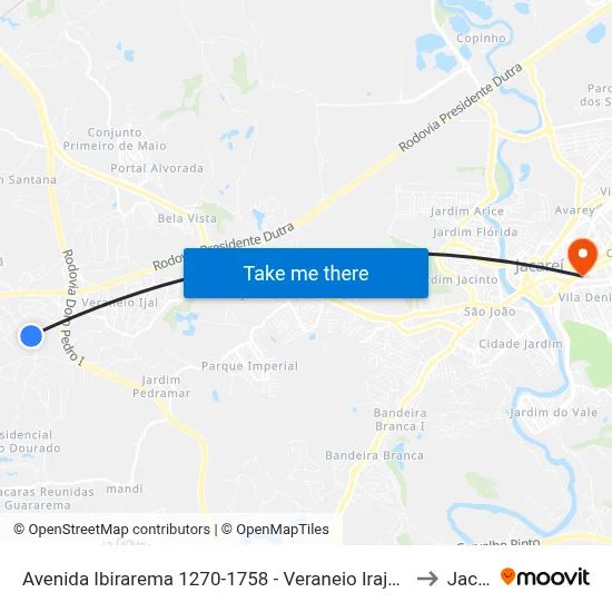 Avenida Ibirarema 1270-1758 - Veraneio Irajá Jacareí - SP Brasil to Jacareí map