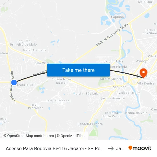 Acesso Para Rodovia Br-116 Jacareí - SP República Federativa Do Brasil to Jacareí map