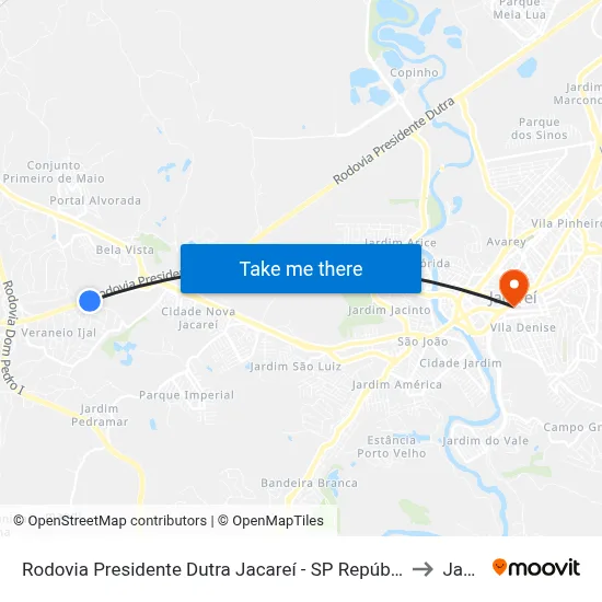Rodovia Presidente Dutra Jacareí - SP República Federativa Do Brasil to Jacareí map