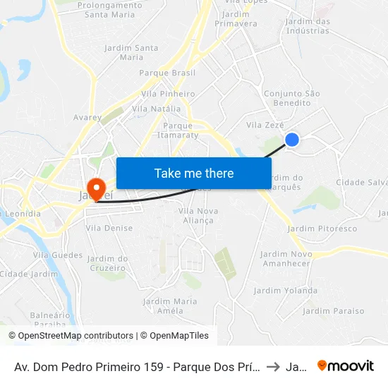 Av. Dom Pedro Primeiro 159 - Parque Dos Príncipes Jacareí - SP Brasil to Jacareí map