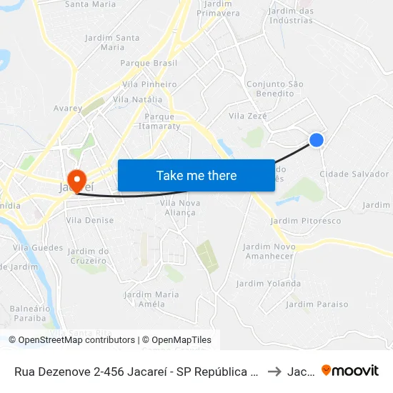 Rua Dezenove 2-456 Jacareí - SP República Federativa Do Brasil to Jacareí map