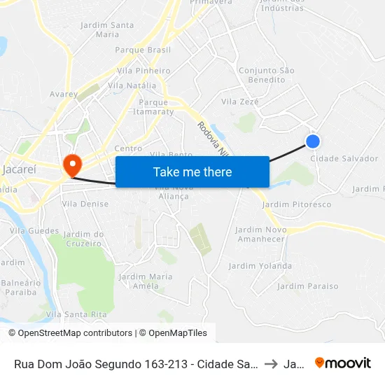Rua Dom João Segundo 163-213 - Cidade Salvador Jacareí - SP Brasil to Jacareí map