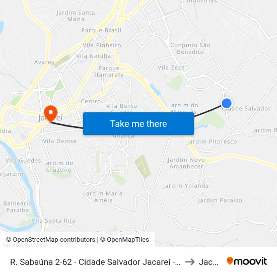 R. Sabaúna 2-62 - Cidade Salvador Jacareí - SP Brasil to Jacareí map