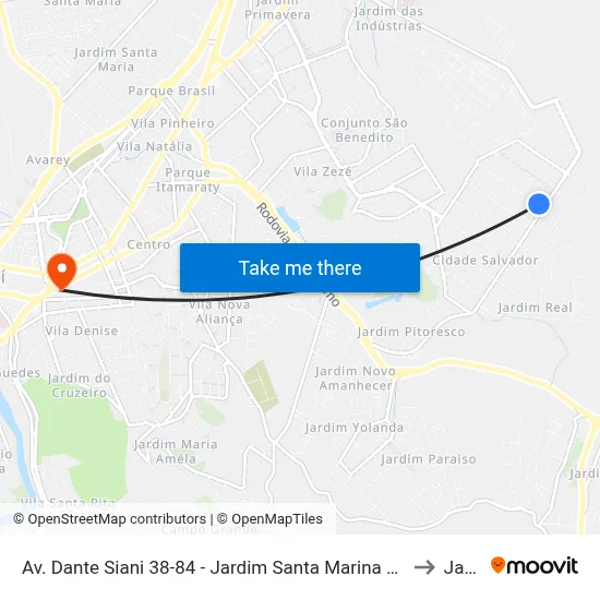 Av. Dante Siani 38-84 - Jardim Santa Marina Jacareí - SP 12312-420 Brasil to Jacareí map