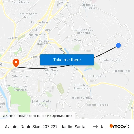 Avenida Dante Siani 207-227 - Jardim Santa Marina Jacareí - SP 12312-420 Brasil to Jacareí map