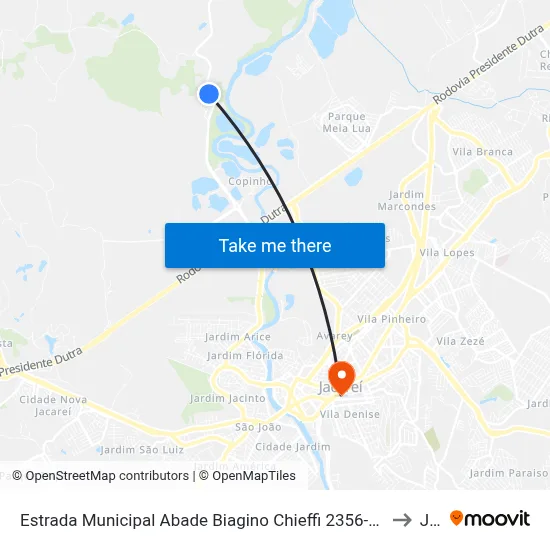 Estrada Municipal Abade Biagino Chieffi 2356-2384 - Pagador De Andrade Parque Meia Lua Jacareí - SP 12334-480 Brasil to Jacareí map
