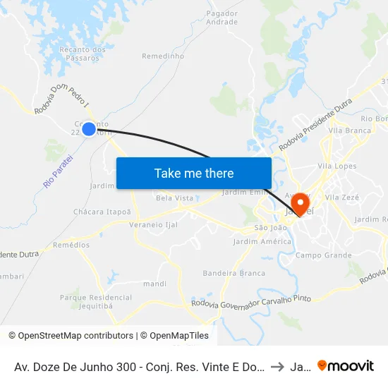 Av. Doze De Junho 300 - Conj. Res. Vinte E Dois De Abril Jacareí - SP 12331-100 Brasil to Jacareí map