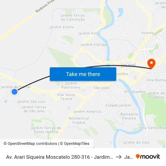 Av. Arari Siqueira Moscatelo 280-316 - Jardim Do Portal Jacareí - SP 12324-200 Brasil to Jacareí map