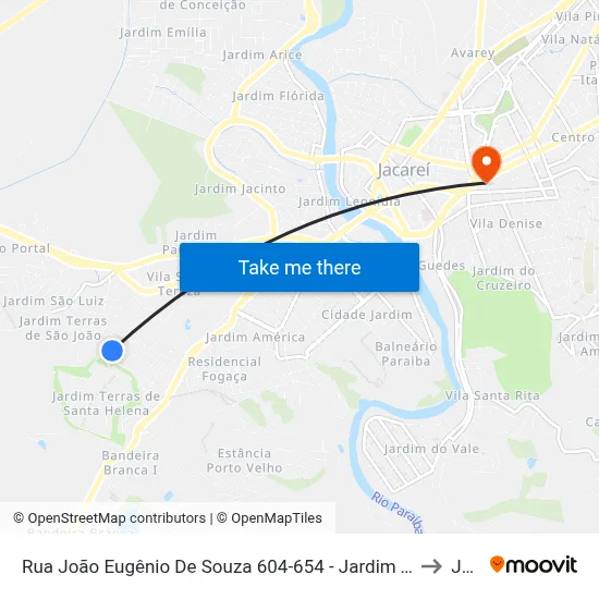 Rua João Eugênio De Souza 604-654 - Jardim Terras De São João Jacareí - SP 12324-777 Brasil to Jacareí map