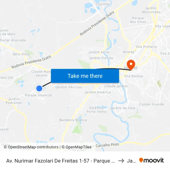 Av. Nurimar Fazolari De Freitas 1-57 - Parque Imperial Jacareí - SP 12329-011 Brasil to Jacareí map
