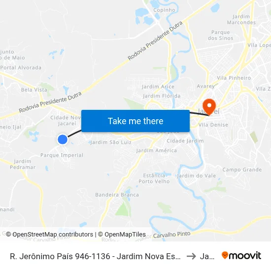 R. Jerônimo País 946-1136 - Jardim Nova Esperança Jacareí - SP Brasil to Jacareí map