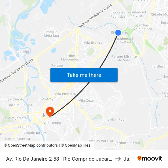 Av. Rio De Janeiro 2-58 - Rio Comprido Jacareí - SP 12302-130 Brasil to Jacareí map