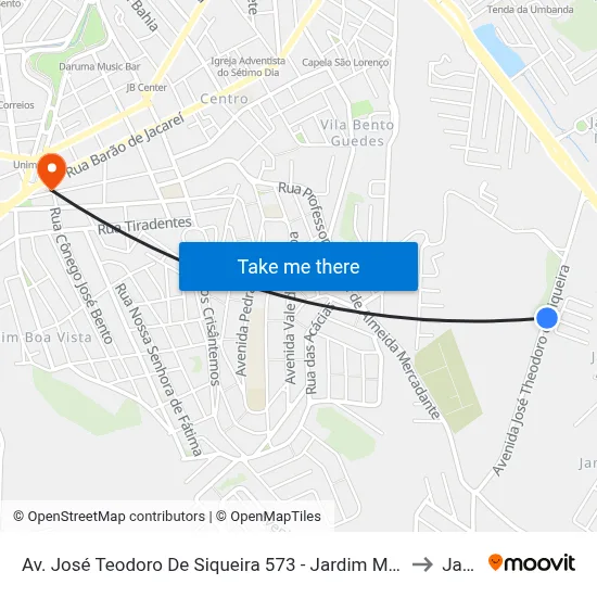 Av. José Teodoro De Siqueira 573 - Jardim Maria Amelia Jacareí - SP Brasil to Jacareí map