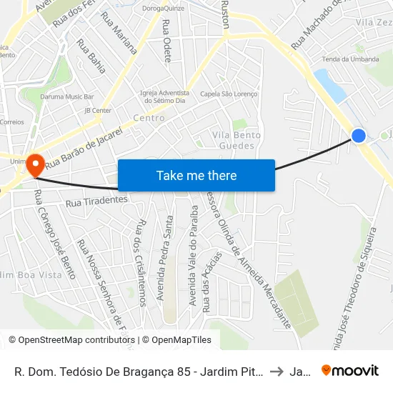 R. Dom. Tedósio De Bragança 85 - Jardim Pitoresco Jacareí - SP Brasil to Jacareí map