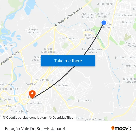 Estação Vale Do Sol to Jacareí map
