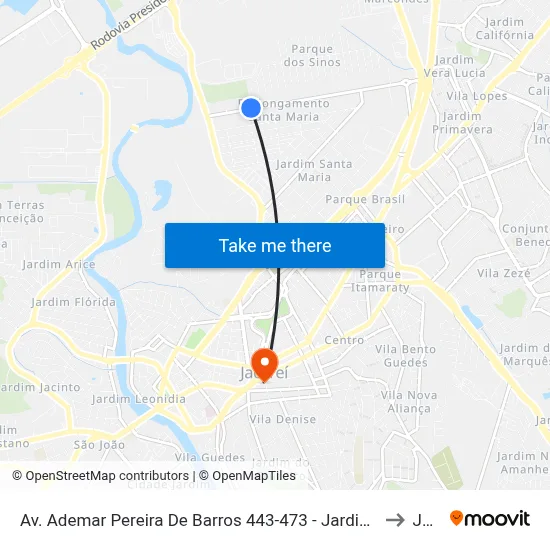 Av. Ademar Pereira De Barros 443-473 - Jardim Santa Maria Jacareí - SP 12328-300 Brasil to Jacareí map