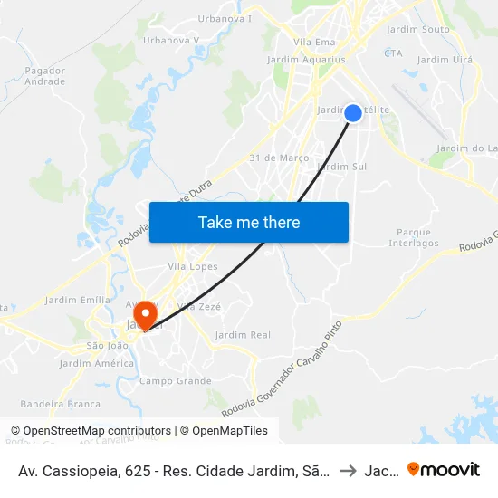 Av. Cassiopeia, 625 - Res. Cidade Jardim, São José Dos Campos to Jacareí map