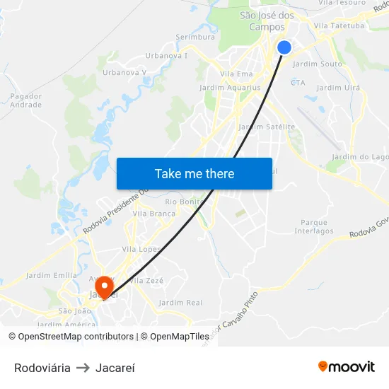Rodoviária to Jacareí map