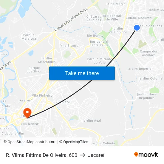 R. Vilma Fátima De Oliveira, 600 to Jacareí map