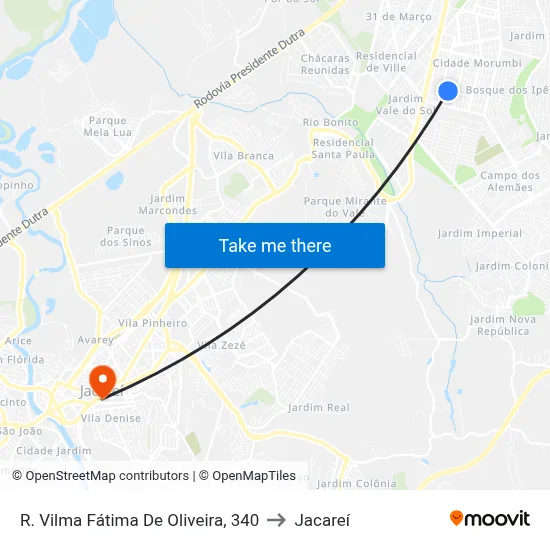 R. Vilma Fátima De Oliveira, 340 to Jacareí map