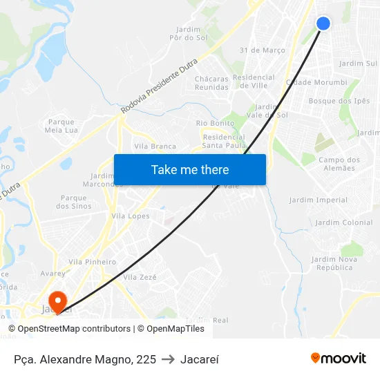 Pça. Alexandre Magno, 225 to Jacareí map