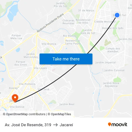 Av. José De Resende, 319 to Jacareí map